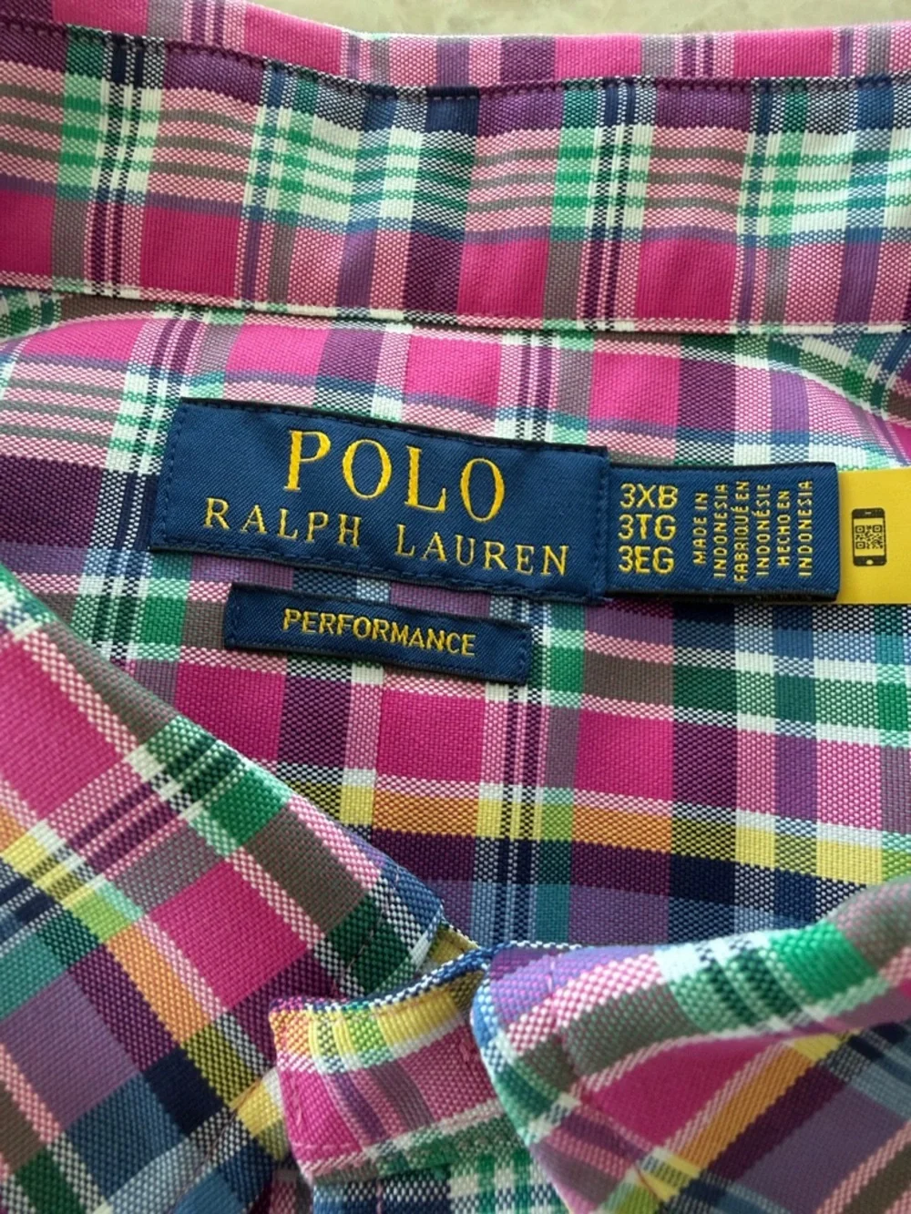 Polo Ralph Lauren Men's Big &‎ Tall Plaid Performance Shirt Pink Navy 3XB Nylon